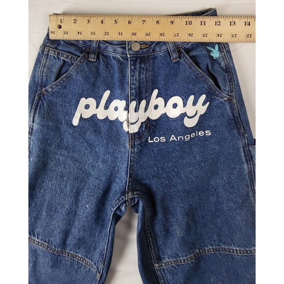 Playboy X Pacsun Womens Sz 25 Denim Carpenter Jeans Y2K 80's Graffiti Script - Picture 9 of 10